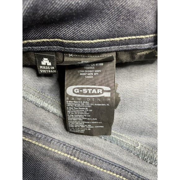 G Star Raw Woman 33x36 Lynn Skinny Dark Blue Denim Jeans - Picture 4 of 8